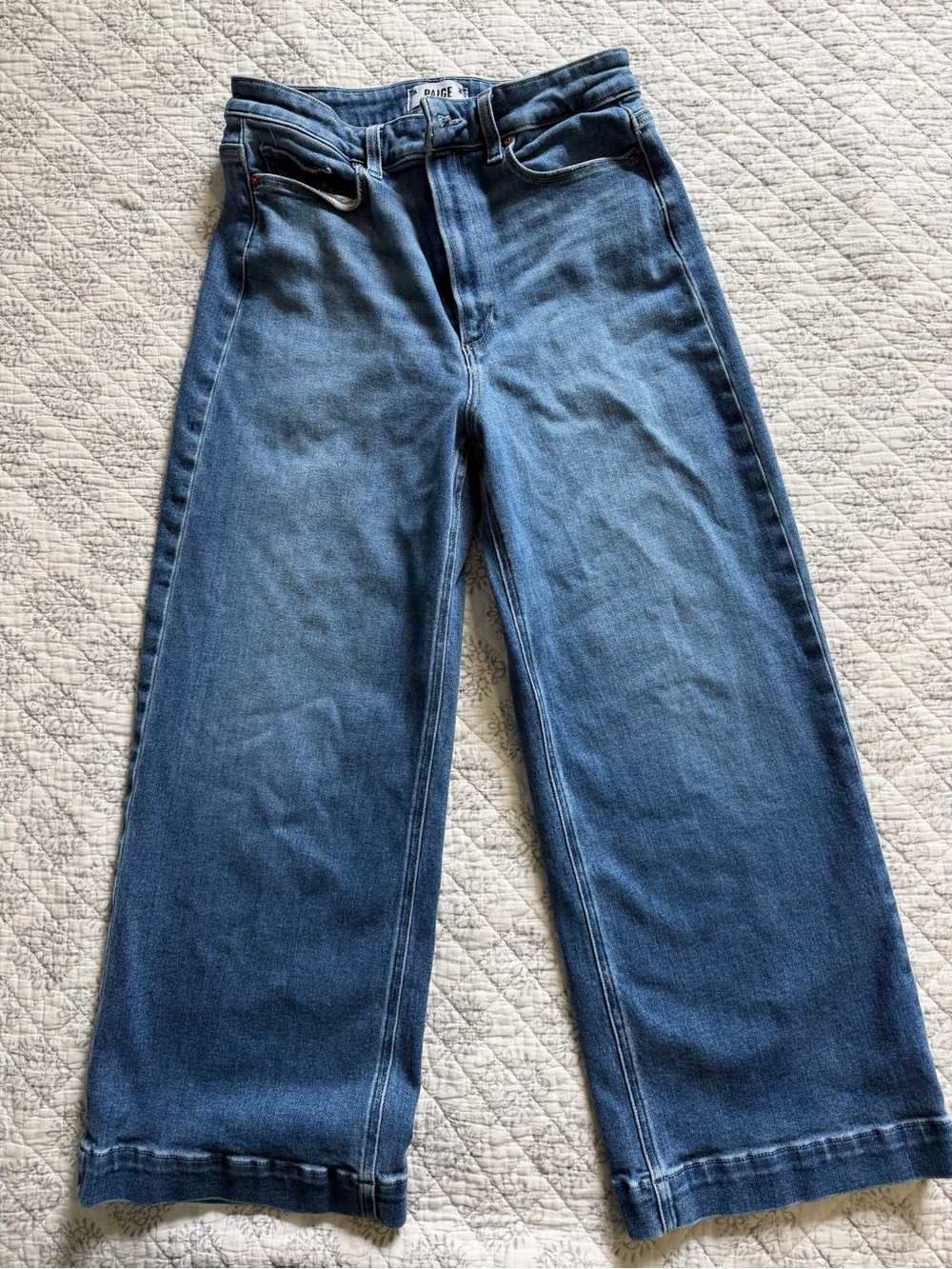 Wide Leg Blue Jeans by Paige - High Rise Women's Denim - Anessa